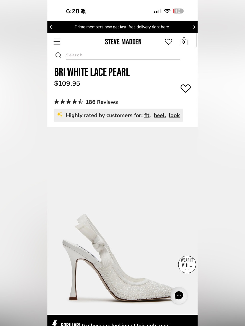 Steve Madden Bri White Lace Pearl Slingback Heels Size 9.5 Fits like 9 | 4” Heel